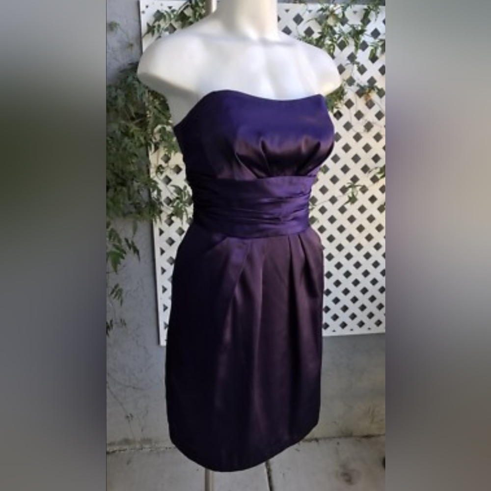 David's Bridal BURGANDY Strapless Dresss